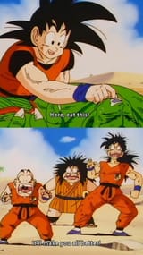 Goku giving Piccolo (who was about to destroy the planet) a senzu bean_.. while everyone else freaks out. Expect this behavior from Goku about 320925028520 more times