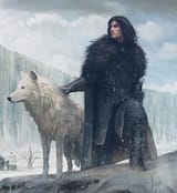 jon snow and ghost at the wall