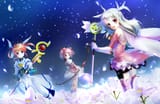Kaname Madoka Illyasviel von Einzbern Takamachi Nanoha Raising Heart and R H Fate PMMM and L N drawn by Yuitsuki1206