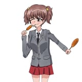 Alisa eating two corndogs