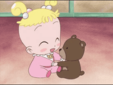 Hana playing with a bear