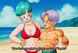 Couple, swimsuits, bulma dragon ball z, trunks (dragon ball), flirting, arm arou s-3573111617