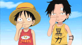 Luffy and Ace - Nose picking