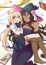yande.re 1105545 alyssa_(dekoboko_majo_no_oyako_jijou) cleavage dekoboko_majo_no_oyako_jijou dress no_bra viola_(dekoboko_majo_no_oyako_jijou) witch