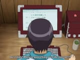 Gintama at her computer
