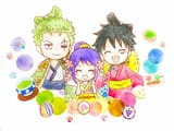 __monkey_d_luffy_roronoa_zoro_and_kurozumi_tama_one_piece_drawn_by_karin10_op__1324b2f1be038bbb56957040210b94fc