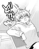 sits down