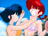 Akane choking Ranma