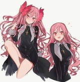 pink hair red eyes