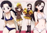 yande.re 366004 bra cleavage fukuda_haru girls_und_panzer kurashima_tomoyasu megane nishi_kinuyo pantsu uniform