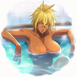 1girl, solo, harribel tier, official art, {{{tite kubo}}}, completely nude, bath s-2837672958