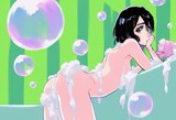 1girl, solo, hinamori momo, official art, kubo tite, completely nude, bath, smal s-3780892983
