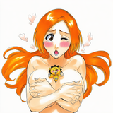 1girl, 1boy, inoue orihime, kon (bleach), official art, tite kubo, s-2409146791