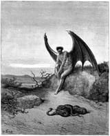 Gustave_Dore_-_Lucifer_(Satan_dechu_angel_fell_from_heaven_on_Earth)_meets_the_serpent_Illustra_-_(MeisterDrucke-1508861)