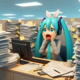 hatsune miku paper cry worried stressed work sad 2