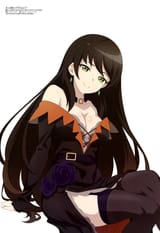 yande.re 1236187 aru_majo_ga_shinu_made dress inori_(aru_majo_ga_shinu_made) no_bra ruri_(whomor) skirt_lift stockings thighhighs