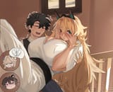 __fujimaru_ritsuka_barghest_fujimaru_calhoun_and_fujimaru_gwen_fate_and_1_more_drawn_by_obazzotto__56caa5ce2d21fba87c6e69de22efa06c