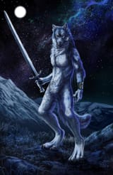 hard as shit werewolf with sword