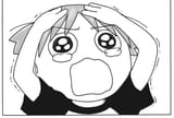 sad tearful about to cry yotsuba with hands on head