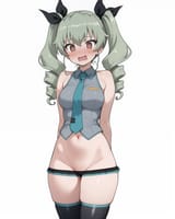 00484-365027080-masterpiece, best quality, anchovy _(girls und panzer_), hatsune miku _(cosplay_), girls und panzer, 1girl, solo, thick thighs,