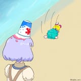 Chii and Auru on the beach