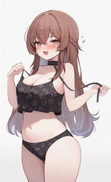 1girl, solo, futanari, {brown hair}, {artist_zheng, artist_merrytail, artist_lew s-3277835393