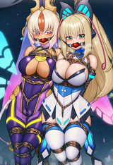 plusout, space prison, 2girl, lumen (gunvolt), luxia (gunvolt), large breasts, b s-63086250