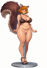 1girl, squirrel girl (marvel), bottomless, one bar prison, high heels, strappy h s-3691197688