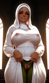 10438-1454168140-(h1j4b0, hijabolic, bleached, dark-skinned female, pussy, spread pussy, flowing dress, hijab, mature female, pulling own clothes
