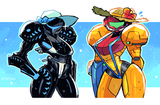 __samus_aran_and_dark_samus_metroid_drawn_by_rariatto_ganguri__feb167b485ebaaca61bfa7881e88dd6c