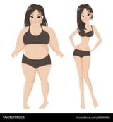 fat-girl-compares-thin-body-beautiful-vector-25565882