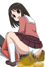 kasuga ayumu, Azumanga, school uniform, white panties, butt, sitting on person, s-2492828156