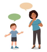 young-african-woman-talking-to-cute-little-boy-having-conversation-with-speech-bubbles-vector