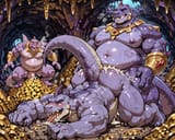 male_anthro_scalie__purple_skin__underground__pile_of_gold__chubby__do_S552113450_St100_G7.5