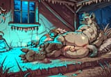 male_anthro_hyena__solo__muscular__lying_on_side__feet__small_testicle_S552113450_St175_G7.5