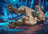 male_anthro_hyena__solo__muscular__lying_on_side__spreading_ass__feet__S552113455_St175_G7.5