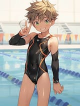 gay cross-dressing shota in loli swimsuit 
