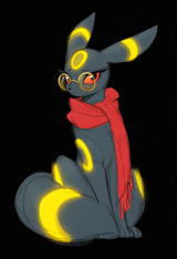 female, solo, feral, umbreon, sitting, all fours, red sclera, long eyelashes, ro s-2481005565