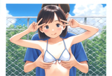 1girl, 1boy, close-up, flat chest, completely flat chest, double peace, white bi s-1830473400