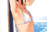 1girl, close-up, white bikini, flat chest, completely flat chest, white backgrou s-2436292551