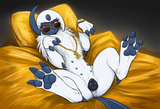 female, solo, feral, absol, long eyelashes, sunglasses, dollar sign pendant, gol s-3223379854