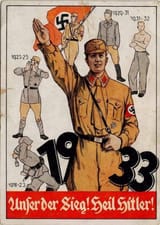 1933_Unser_der_Sieg!_Heil_Hitler!_Sturmabteilung_SA_Braunhemden_SA-Mann_Plakat_Postkarte_Nazi_Germany_propaganda_poster_postcard_Color_drawing_of_brownshirts_uniforms_1918-33_Swastika_flag_salute_Unidentified_artist_No_known_copyright