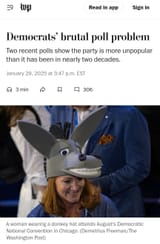 2025-01-29 Democrats&#039; brutal poll problem - Washington Post Approval Rating Unpopular