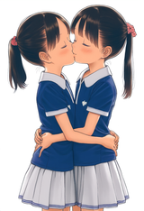 2girls, loli, aged down, flat chest, white shirt, collared shirt, pleated skirt, s-2069686378