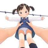 1girl, surprised, o_o, _t, white background, twintails, chibi, pov, pov hands, s-440348519