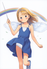 1girl, loli, aged down, long hair, blonde hair, tiara, flying, wind lift, fairy s-1823938084