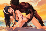 1girl, 1boy, kantai collection, impasto, painterly, painting (medium), {{realis s-1823255053