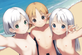 3girls, group photo, class photo, loli, aged down, immature female, child, long s-436023869