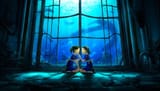 2girls, eye contact, traditional media, official art, official artstyle, retro a s-2120950317