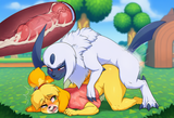 outdoors, park, anthro on feral, detailed, side view, 1.5__doggystyle__, size di s-3539031130